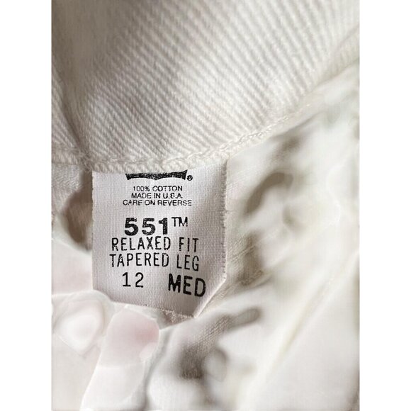 Levis Womens 551 White Relaxed Fit Tapered Leg Jeans Size 12 Medium - Picture 5 of 7